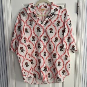 La Maregold Pink and White Floral Button-Up Shirt